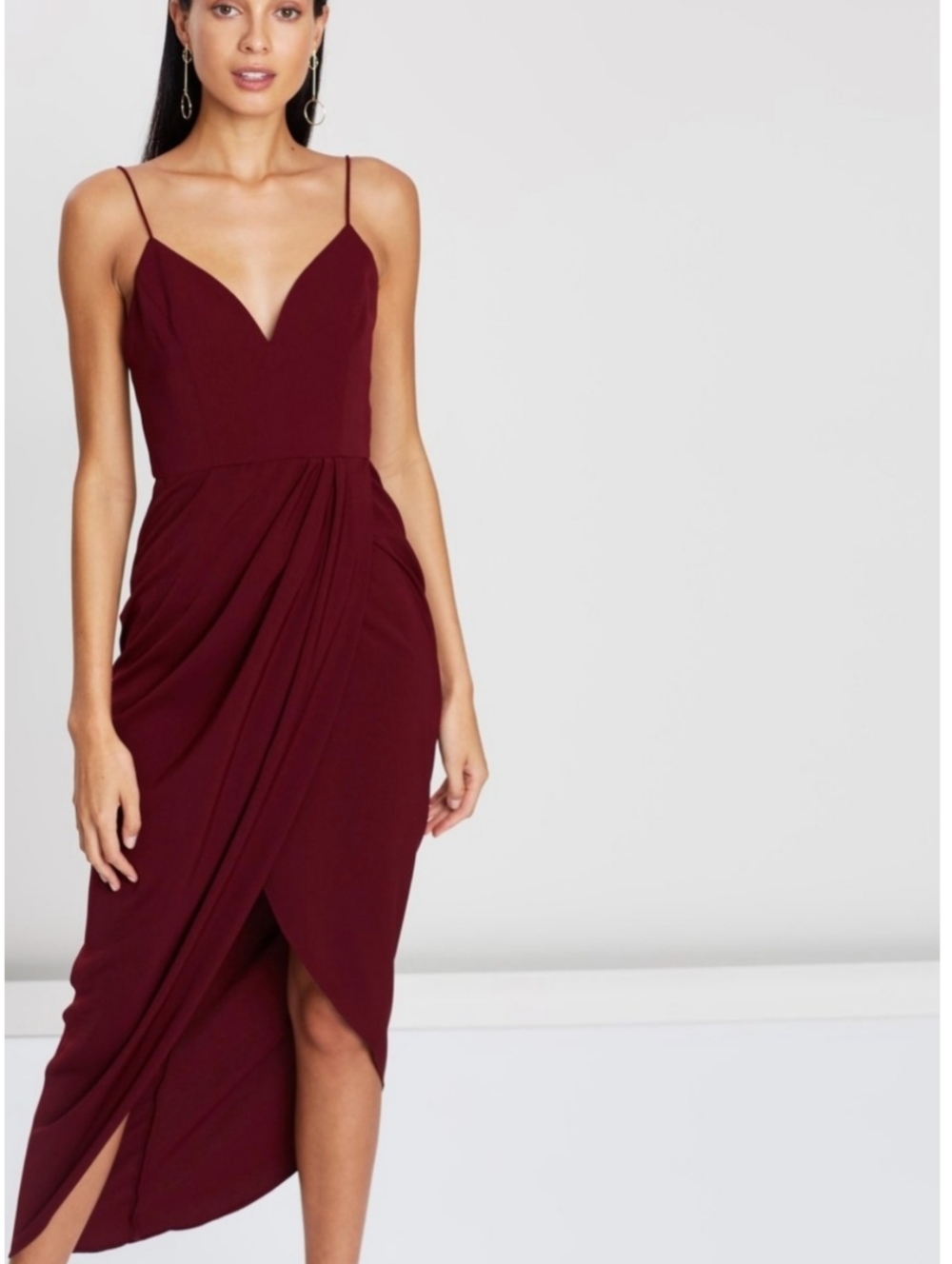Shona Joy Core Cocktail Burgundy Draped Dress Size 2